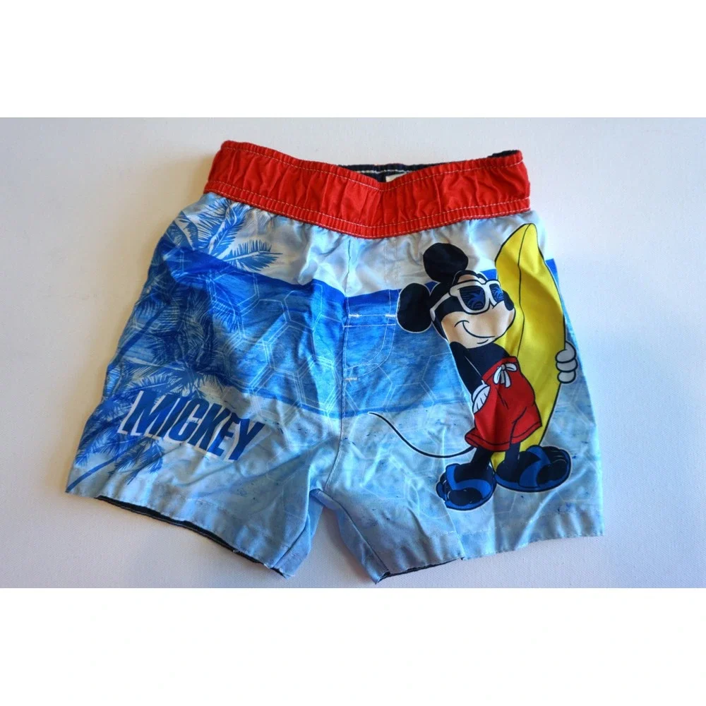 Disney Mickey Mouse Swim Trunks Set 2pk Blue Surfing Board Shorts 18M